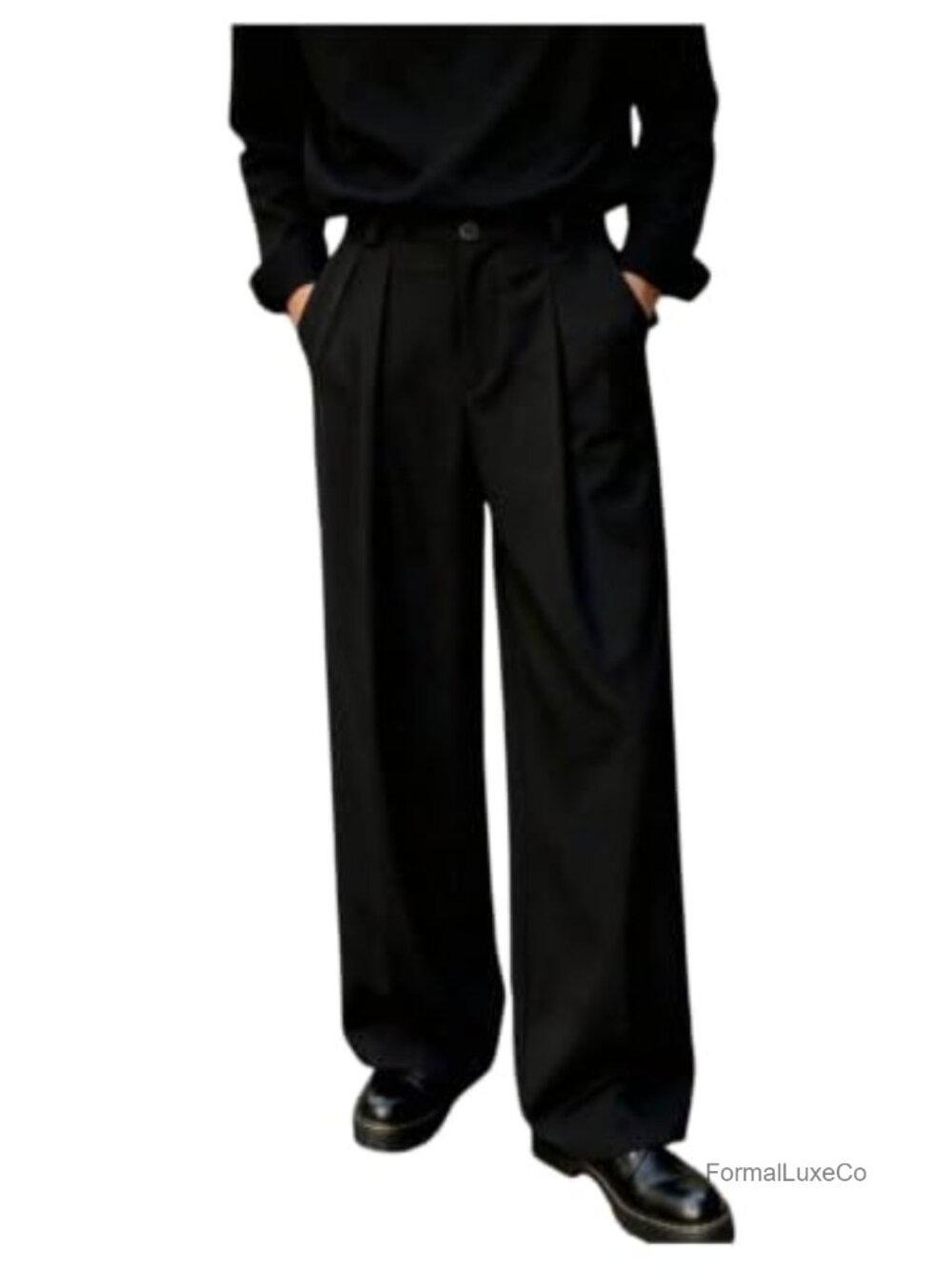 Men's Pleated Wide Leg Dress Pants Lightweight Business Trousers